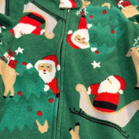 Carter's - Festive Green and Red Kids One Piece Fleece Footed Sleeper - Picture 3 of 5